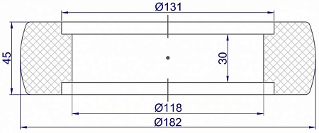  Колесо КР-002 Ø118 x Ø182 x 45 - Ø131 x 30